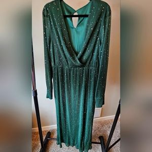 Long Sleeve Cross Neck Dress